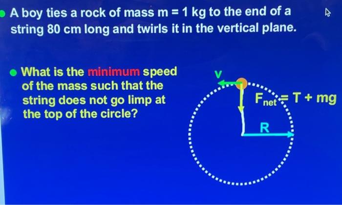 Solved A boy ties a rock of the string is R=80 cm. The rock | Chegg.com