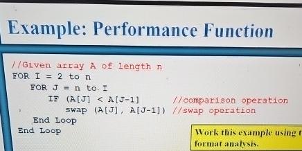 Solved Example: Performance Function//Given array A of | Chegg.com