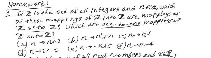 Solved Homeworki 1. If Z is the set of all integers and nez, | Chegg.com