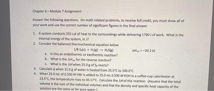 Solved Chapter 6 - Module 7 Assignment Answer the following | Chegg.com