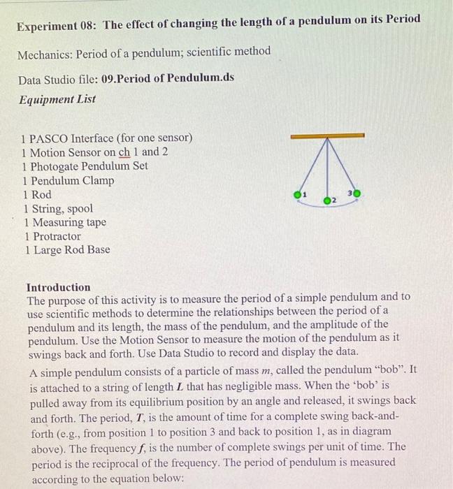 pendulum length experiment