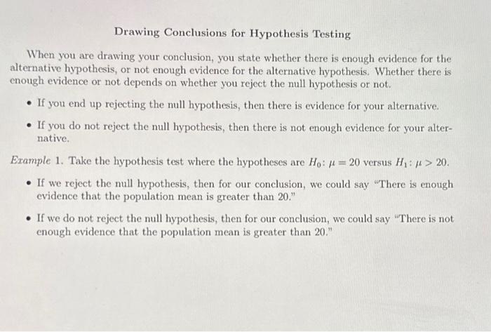 drawing conclusions from hypothesis testing