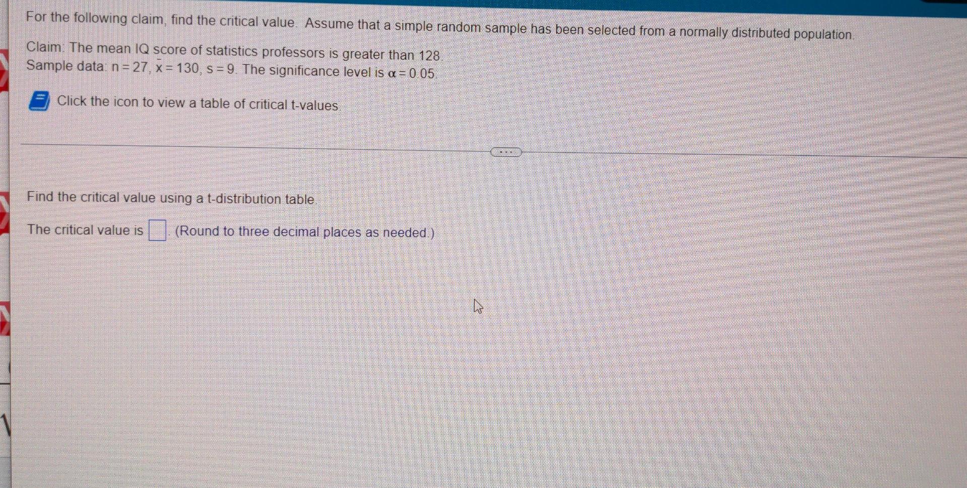 Solved For the following claim, find the critical value. | Chegg.com