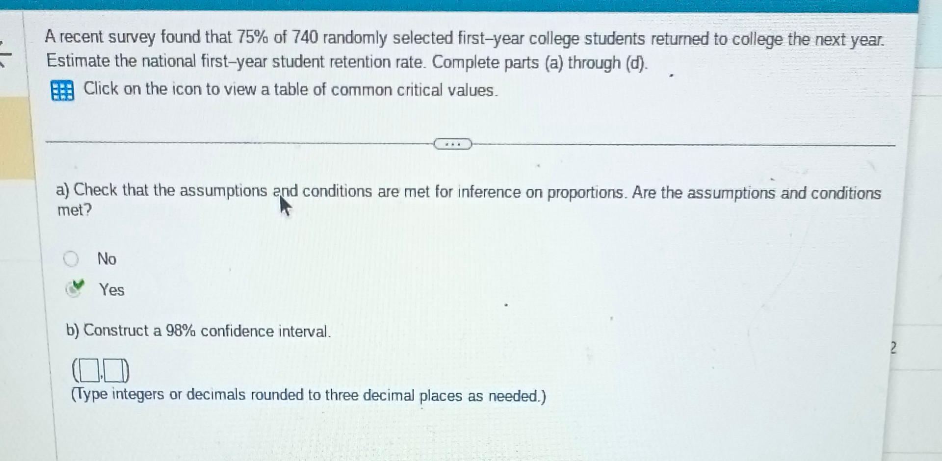 Solved A recent survey found that 75% of 740 randomly | Chegg.com