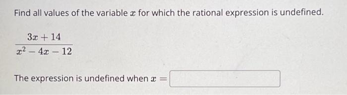 Solved Find all values of the variable for which the | Chegg.com
