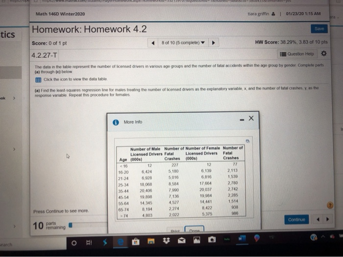 Solved Math 146D Winter 2020 Tiara Griffin & 01/23/20 1:15 | Chegg.com