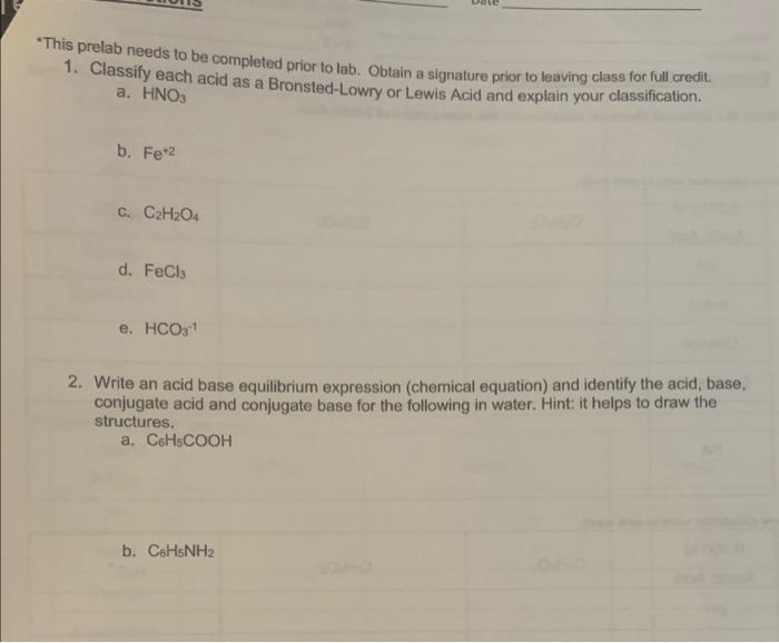Solved This prelab needs to be completed prior to lab. | Chegg.com