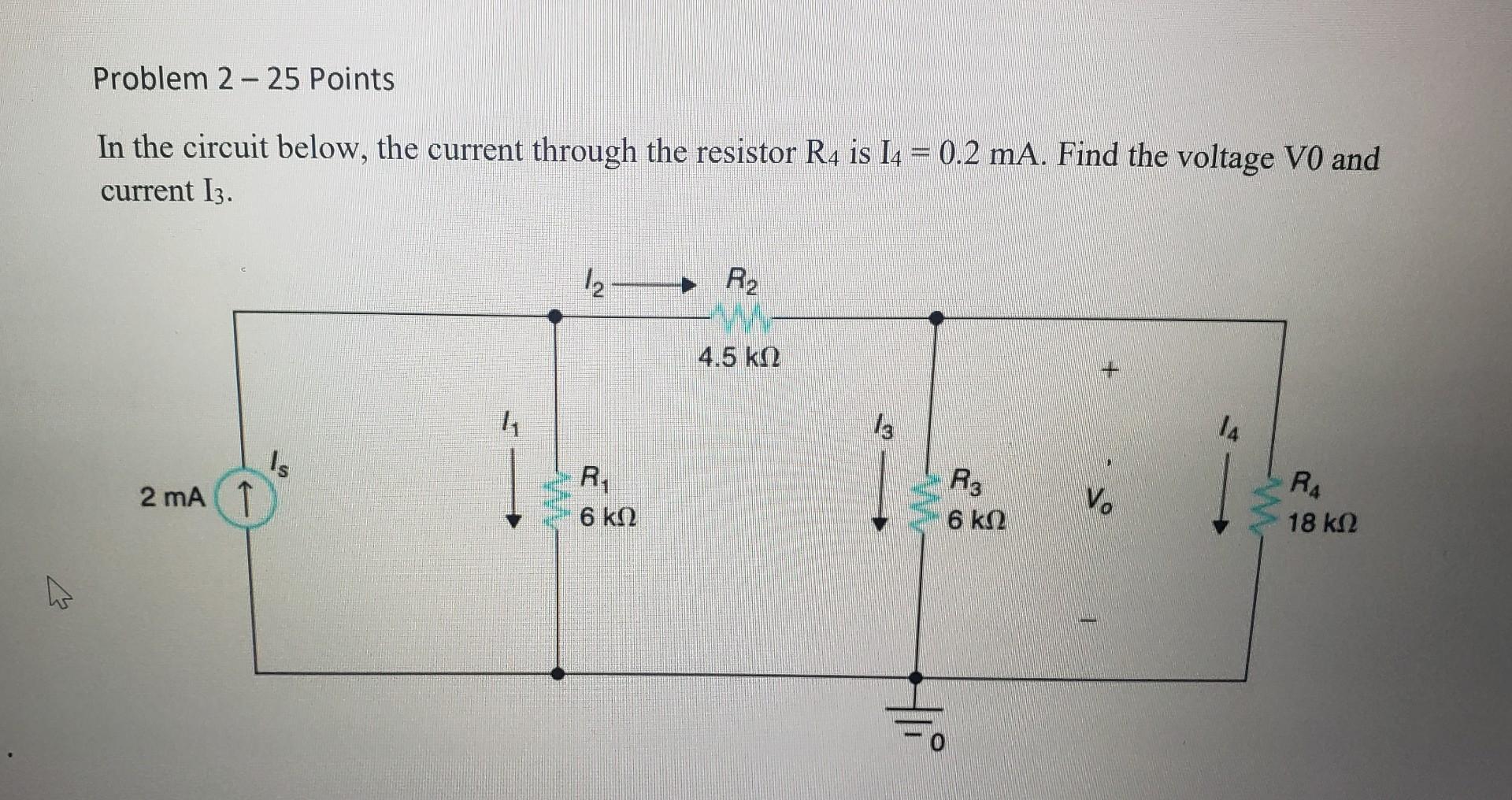 Solved Problem 2-25 Points In the circuit below, the current | Chegg.com