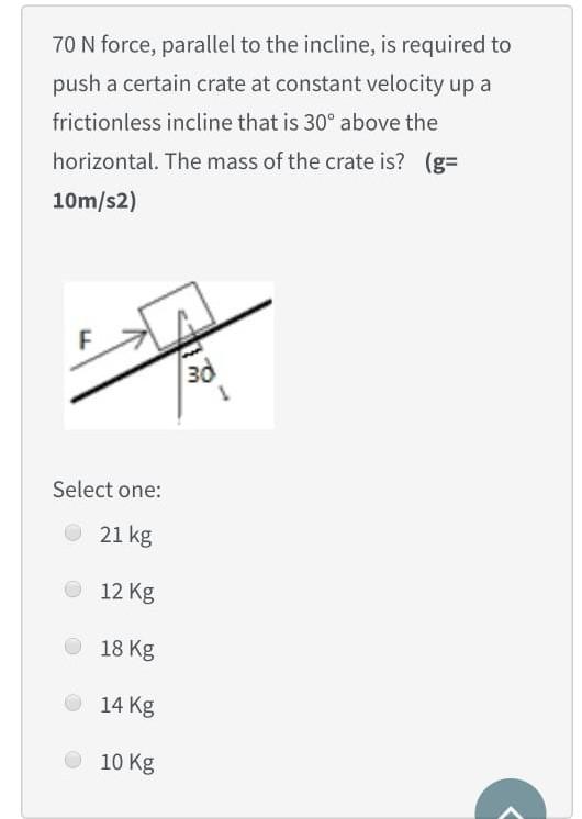 Solved 70 N force, parallel to the incline, is required to | Chegg.com