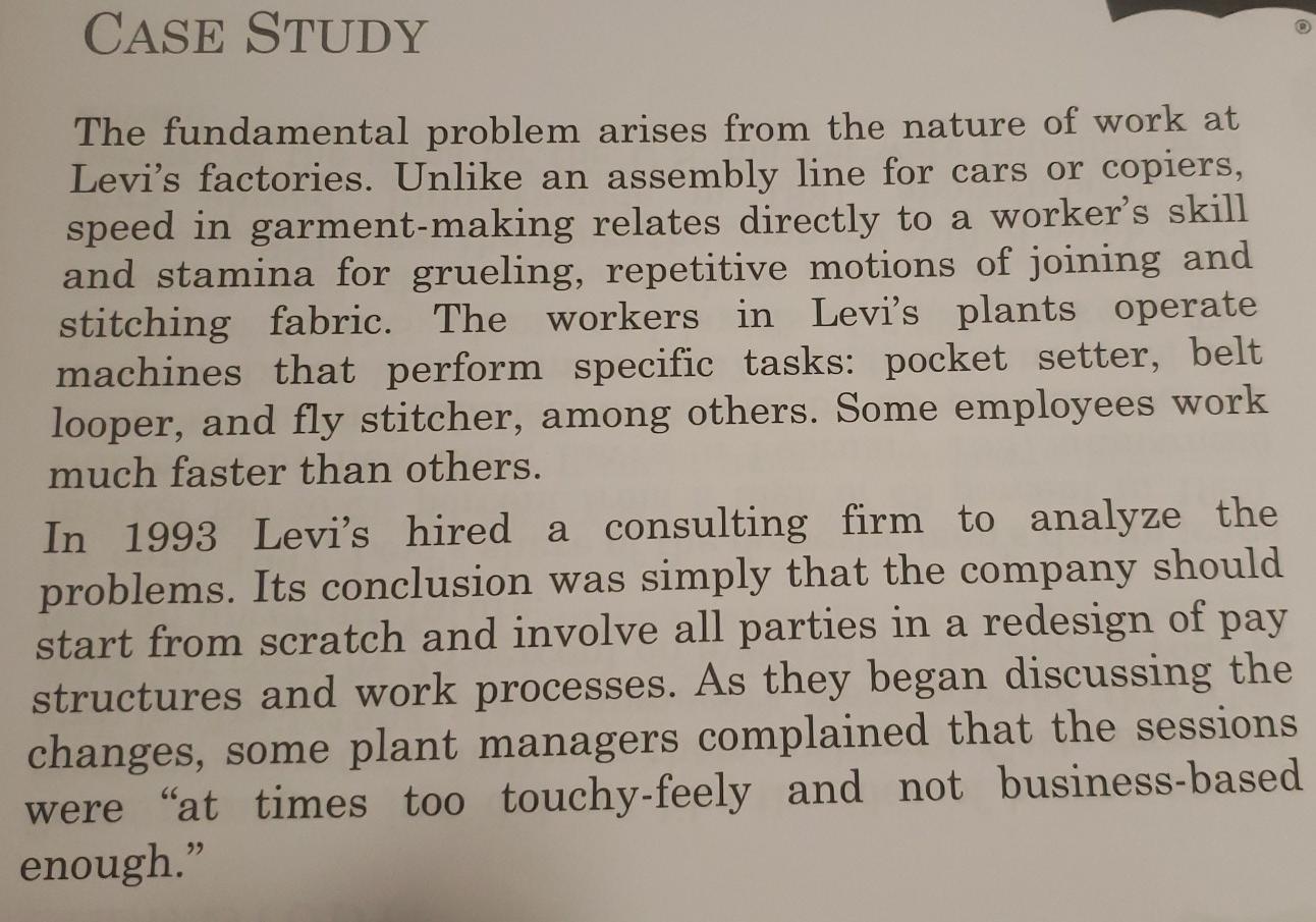 Solved CASE STUDY JEANS THERAPY LEVI S FACTORY WORKERS Chegg