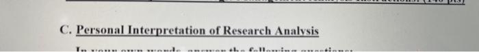 C. Personal Interpretation of Research Analysis