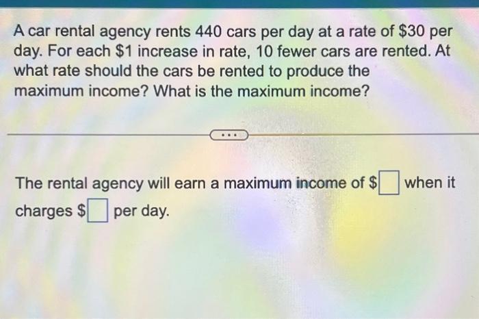 Solved A car rental agency rents - Image