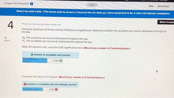 Solved Save Help Submit Chapter 15 Homework Save & Exit | Chegg.com