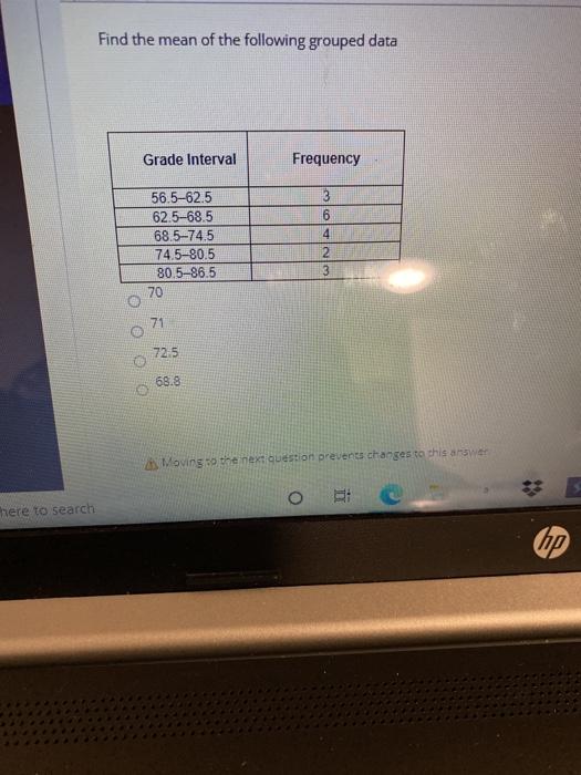 Solved Find the mean of the following grouped data Grade | Chegg.com
