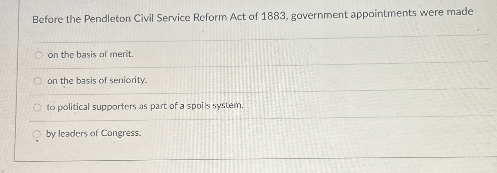 Solved Before the Pendleton Civil Service Reform Act of