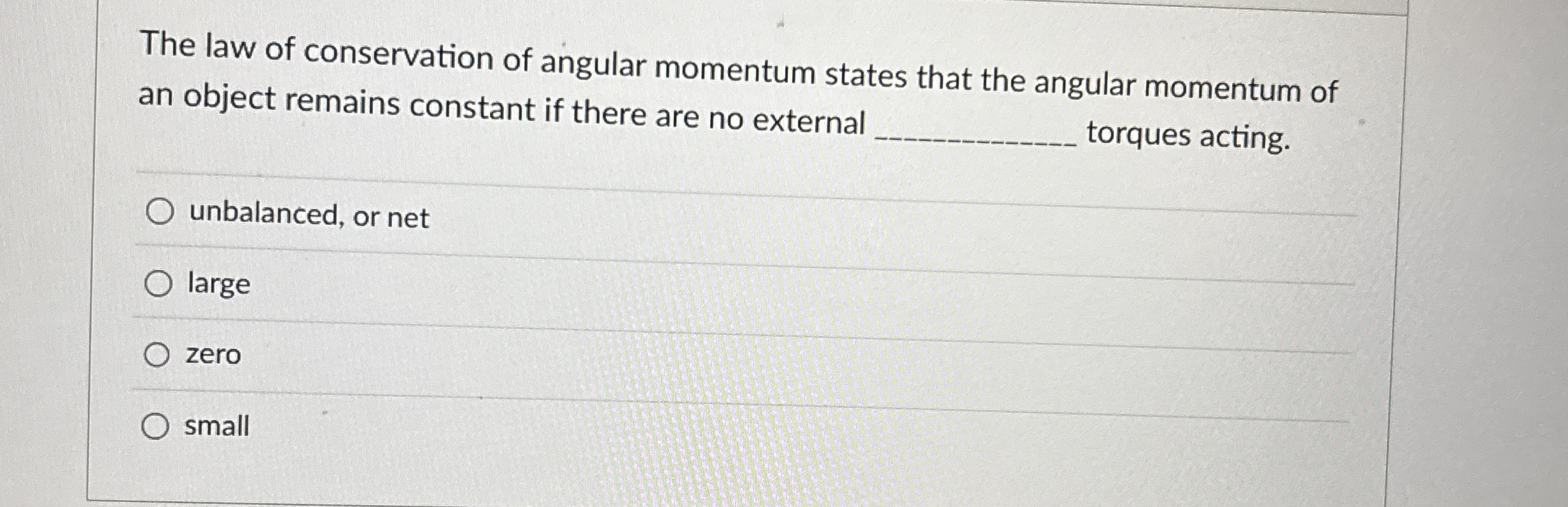 Solved The law of conservation of angular momentum states | Chegg.com