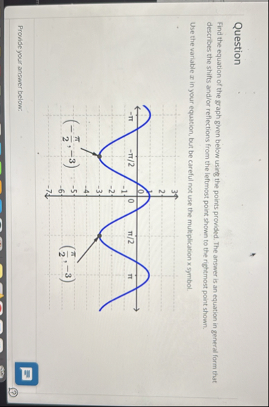 Solved QuestionFind the equation of the graph given below | Chegg.com