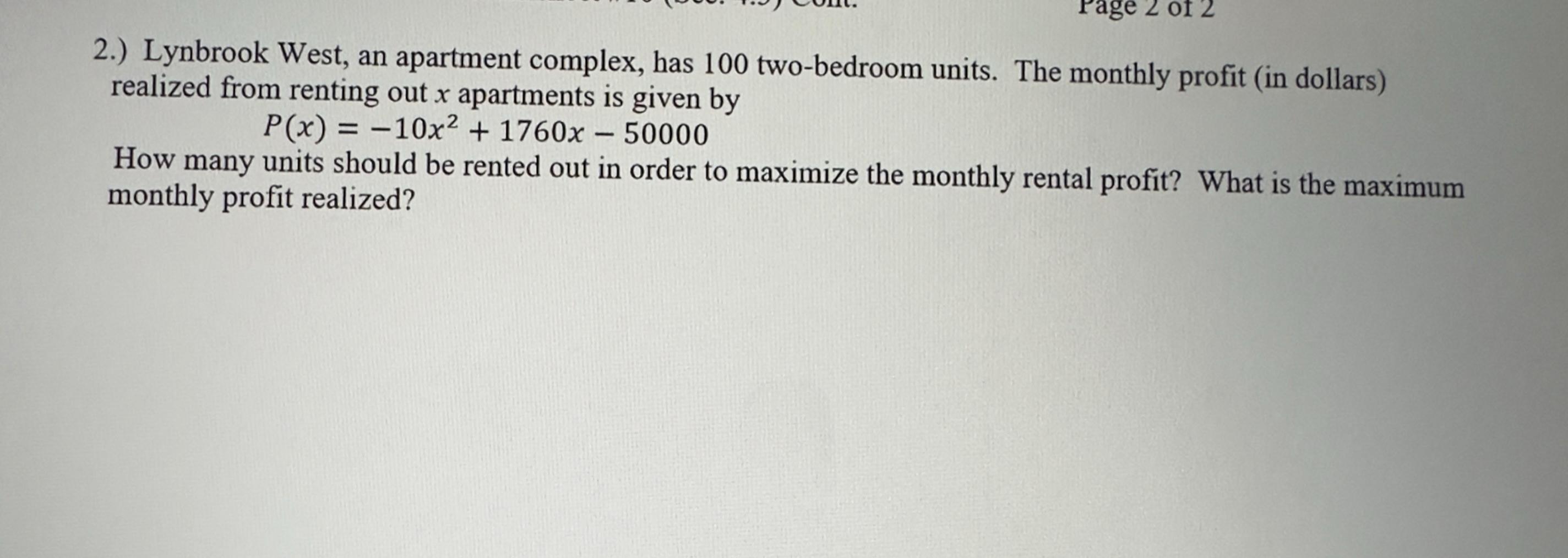 Solved 2.) ﻿Lynbrook West, An Apartment Complex, Has 100 | Chegg.com