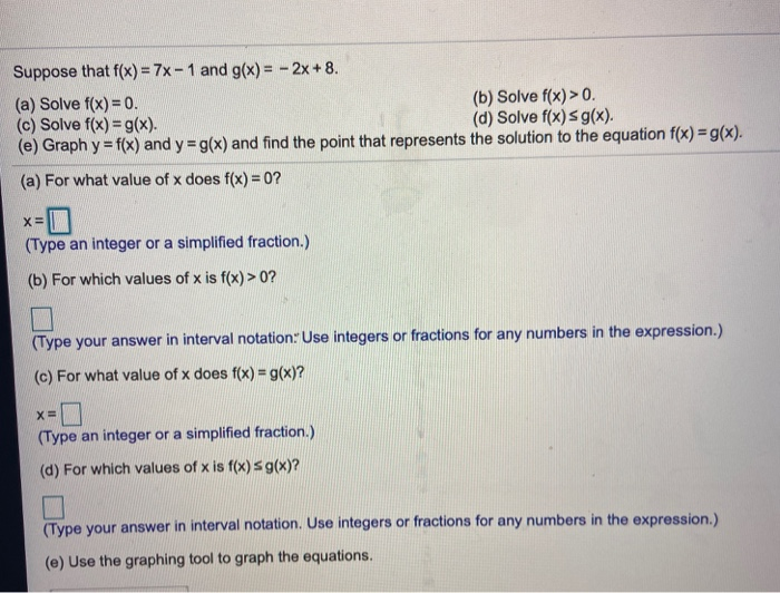 Solved Suppose That F X 7x 1 And G X 2x 8 A