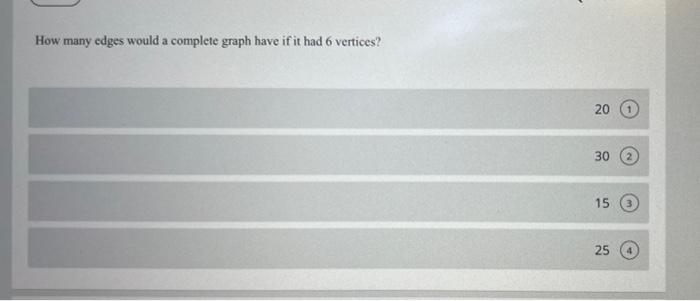 Solved How many edges would a complete graph have if it had | Chegg.com