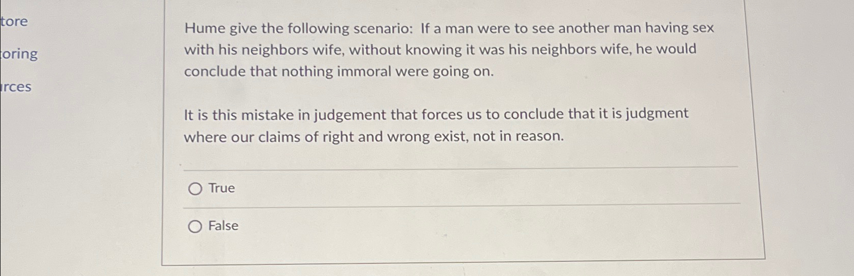 Solved Hume give the following scenario: If a man were to | Chegg.com