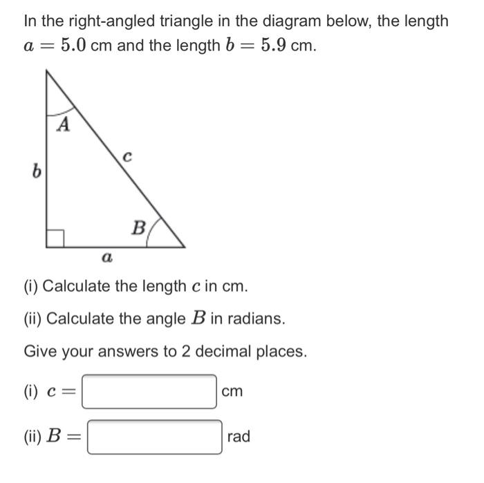 Solved In the right-angled triangle in the diagram below, | Chegg.com