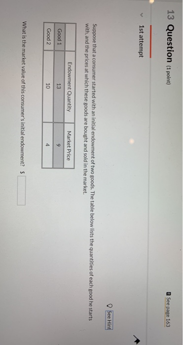 Solved 13 Question (1 point) See page 163 1st attempt See | Chegg.com