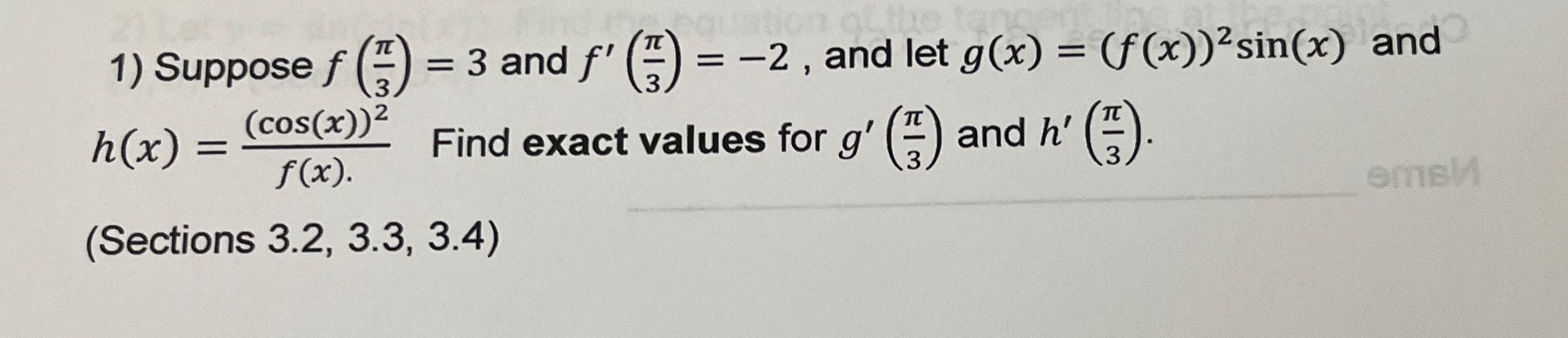 Solved Suppose F π3 3 ﻿and F π3 2 ﻿and Let