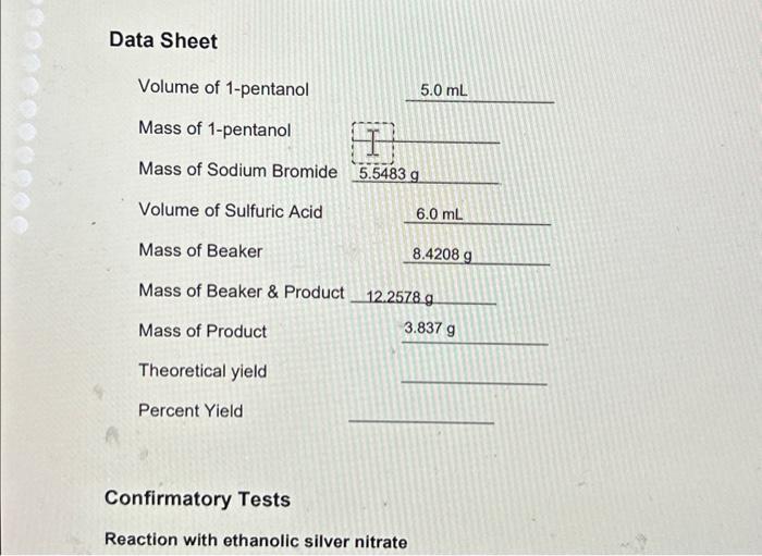 Confirmatory Tests Reaction with ethanolic silver | Chegg.com