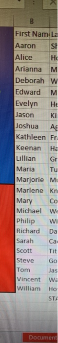 В First Nami La Aaron SH Alice Arianna M Deborah W Edward M Evelyn HE Jason Ki Joshua A Kathleen Fri Keenan Ha Lillian Gr Mar