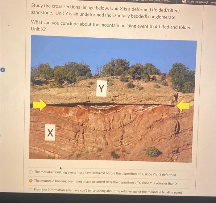 Solved Study the geologic cross section below. All units are | Chegg.com