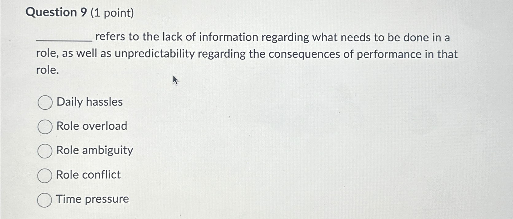 Solved Question 9 (1 ﻿point)refers to the lack of | Chegg.com