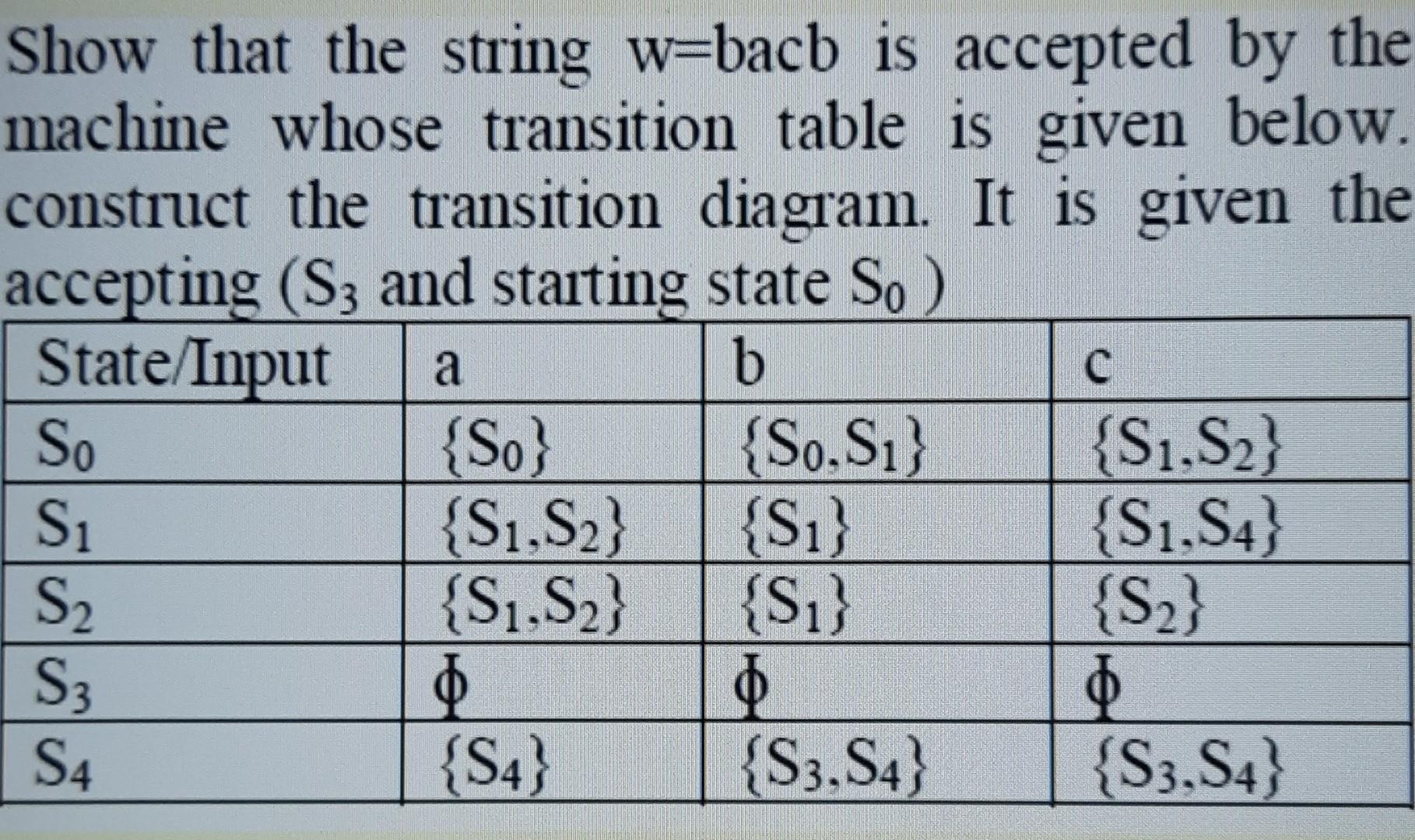 Solved A C Show That The String W=bacb Is Accepted By The | Chegg.com