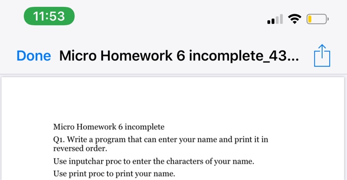 Solved 11:53 Done Micro Homework 6 incomplete_43... Micro | Chegg.com