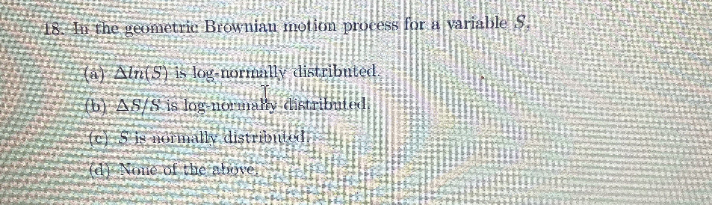 Solved In the geometric Brownian motion process for a | Chegg.com