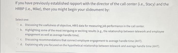 Solved If you have previously established rapport with the | Chegg.com