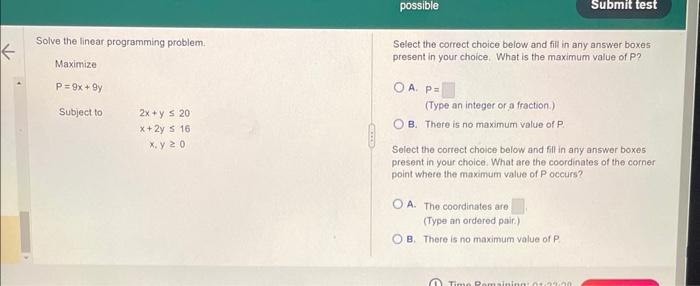 Solved Solve the linear programming problem. Select the | Chegg.com