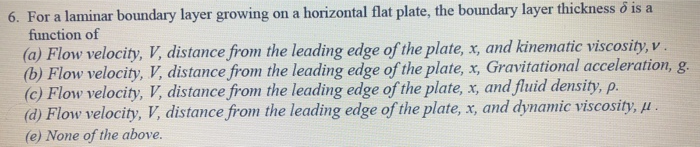 Solved 6. For a laminar boundary layer growing on a | Chegg.com