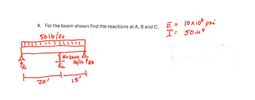 Solved For the beam shown find the reactions at A,B and C. | Chegg.com