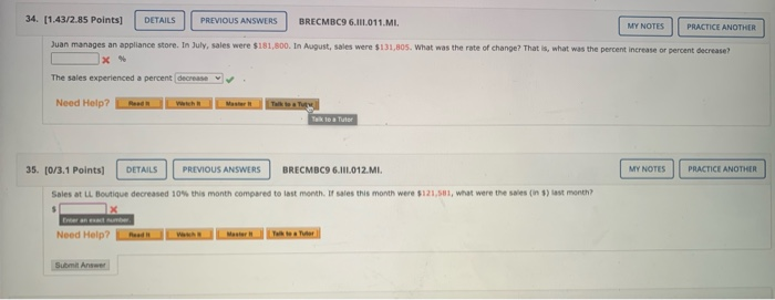 Solved 34. [1.43/2.85 Points] DETAILS PREVIOUS ANSWERS | Chegg.com