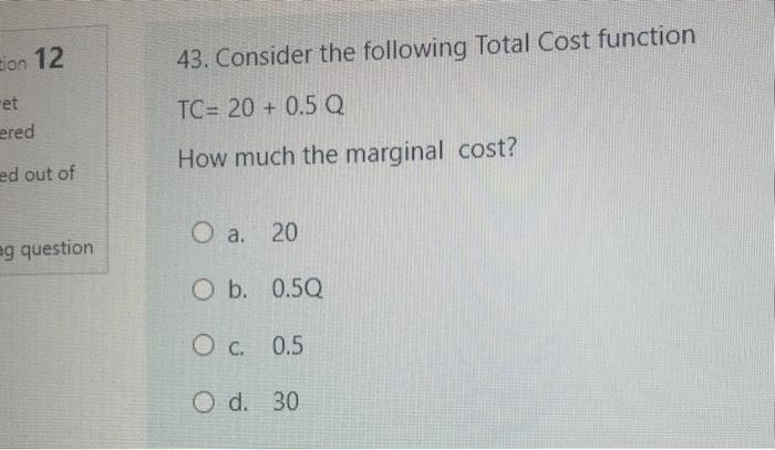 Solved Dutitor 14 20. Consider the following total cost | Chegg.com