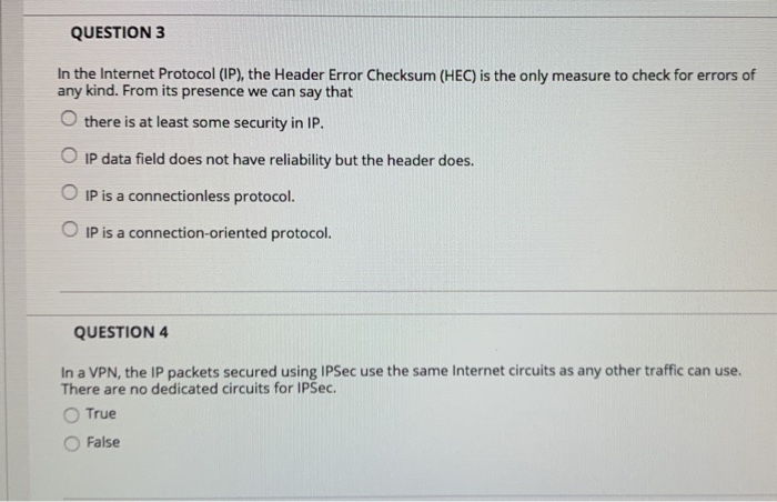 Solved QUESTION 3 In the Internet Protocol (IP), the Header | Chegg.com