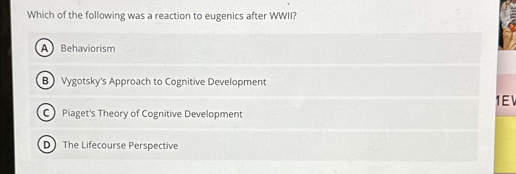 Solved Which of the following was a reaction to eugenics Chegg