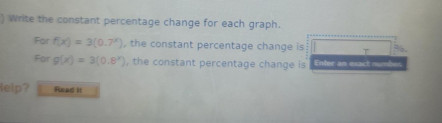 Solved -) Write the constant percentage change for each | Chegg.com