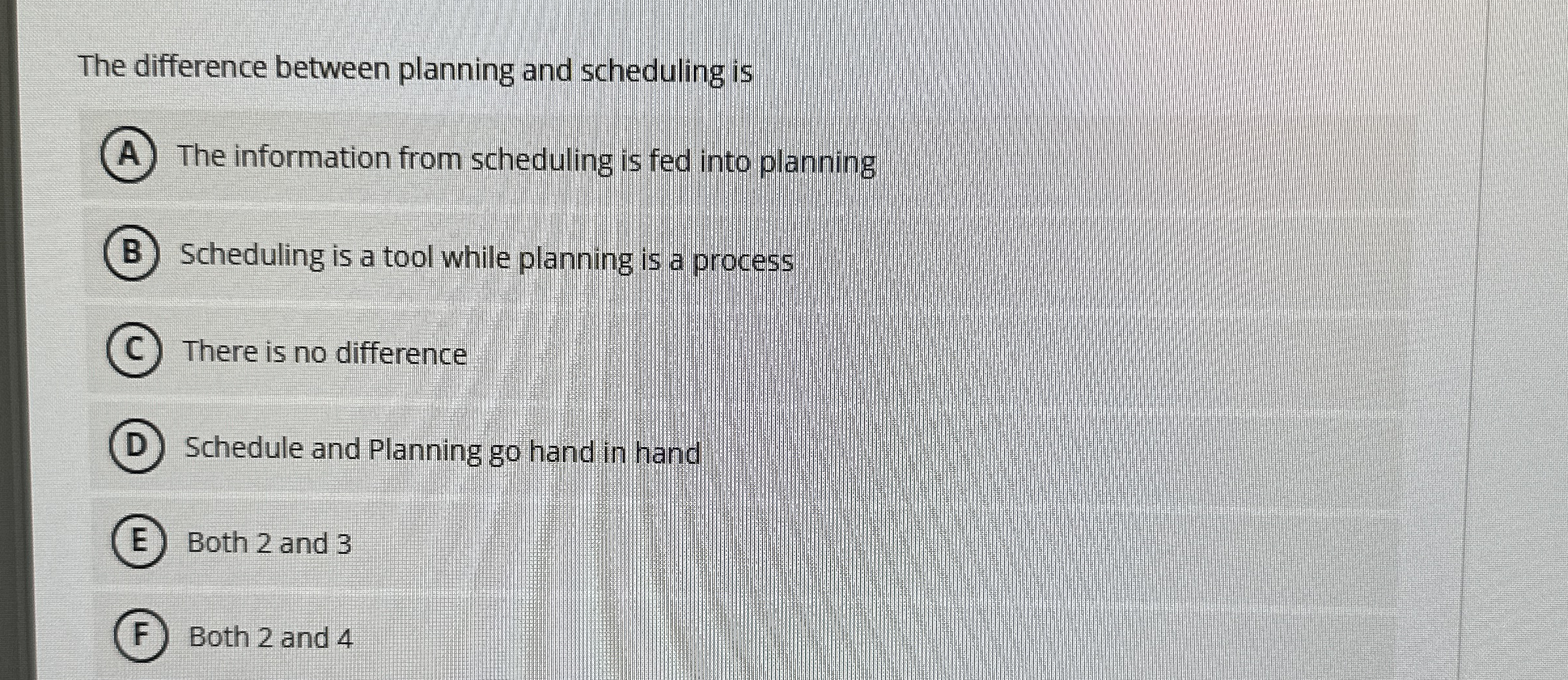 Solved The difference between planning and scheduling isThe | Chegg.com