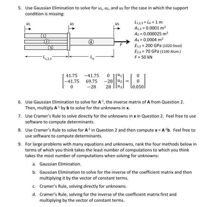 Solved Ui U2 U3 5. Use Gaussian Elimination to solve for ui, | Chegg.com