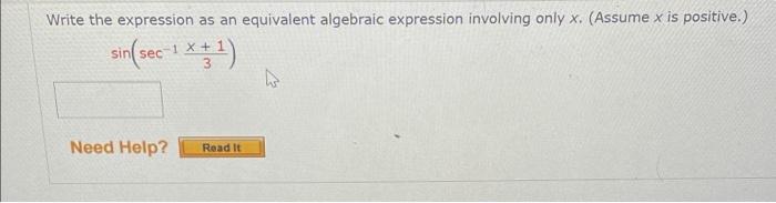 Solved Write the expression as an equivalent algebraic | Chegg.com