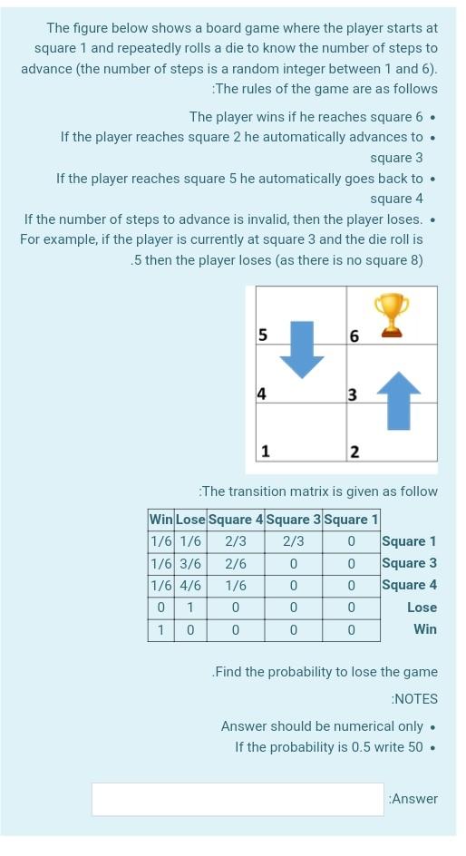 Solved The Figure Below Shows A Board Game Where The Player Chegg Com