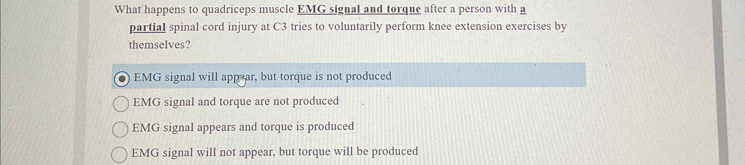 Solved What happens to quadriceps muscle EMG signal and | Chegg.com