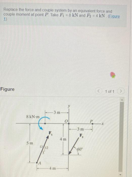 Solved Replace the force and couple system by an equivalent | Chegg.com